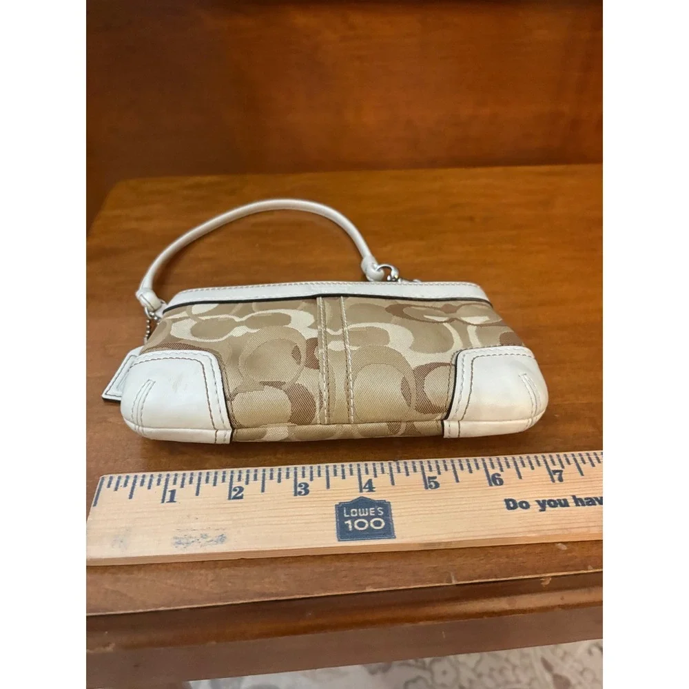 Coach‎ Signature Jacquard Mini Wristlet Pouch Khaki Ivory Y2K